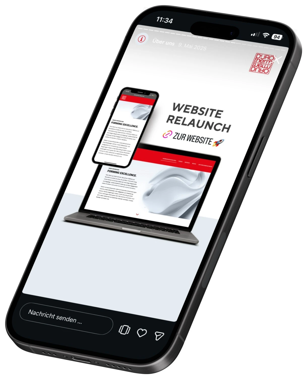 DUROtherm: Story zum Website-Relaunch im gleichen rot-weißen Design.