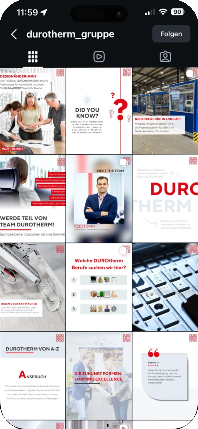 DUROtherm Gruppe: der Instagram-Feed heute
