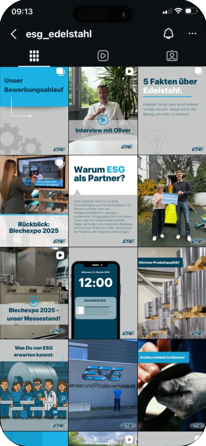 ESG Edelstahl: der Instagram-Feed heute