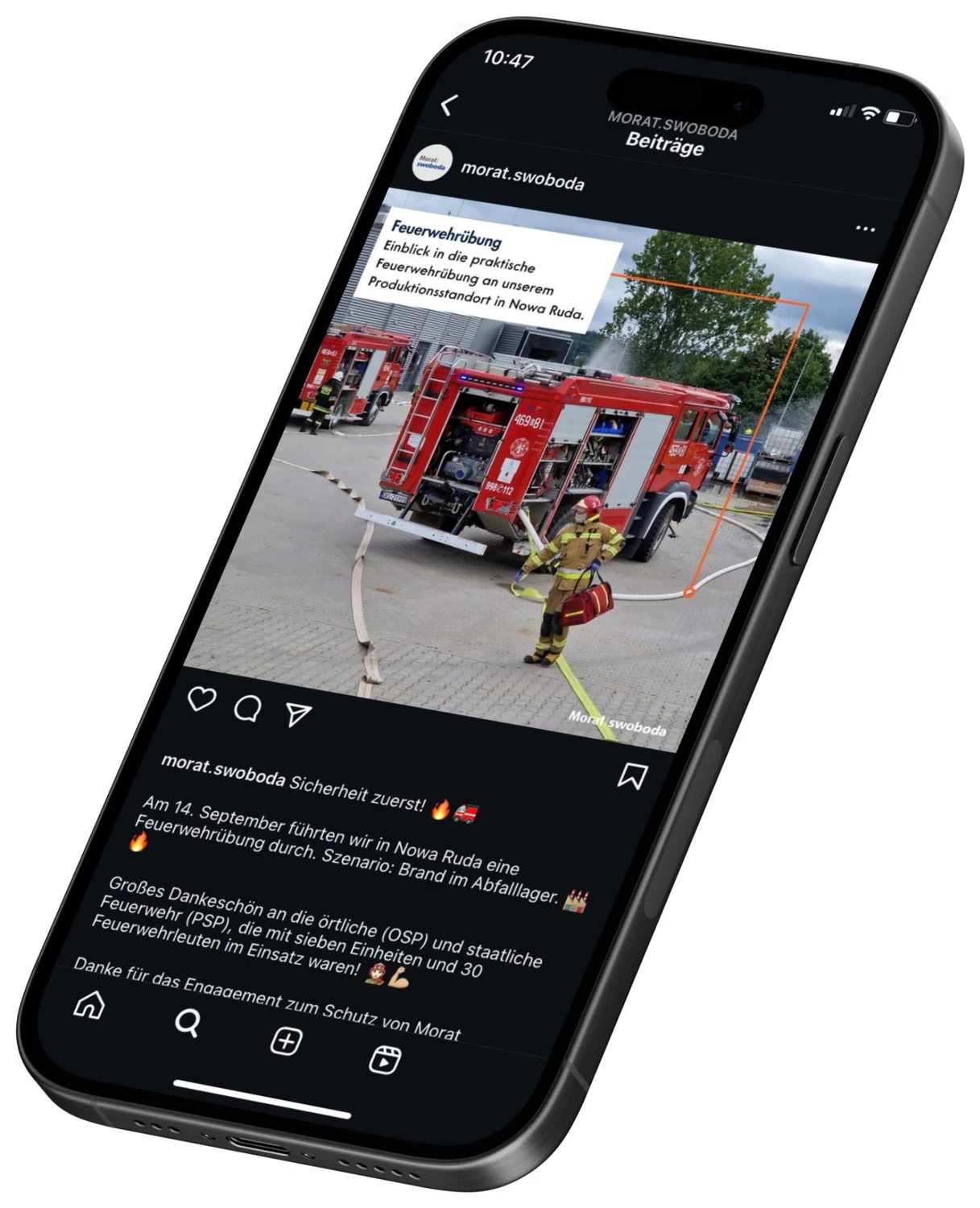 Morat Swoboda Motion: Beitrag 1 im fertigen Social-Media-Design