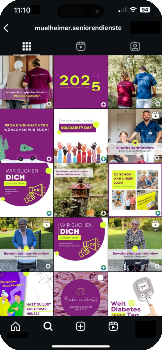 Mülheimer Seniorendienste: der Instagram-Feed heute