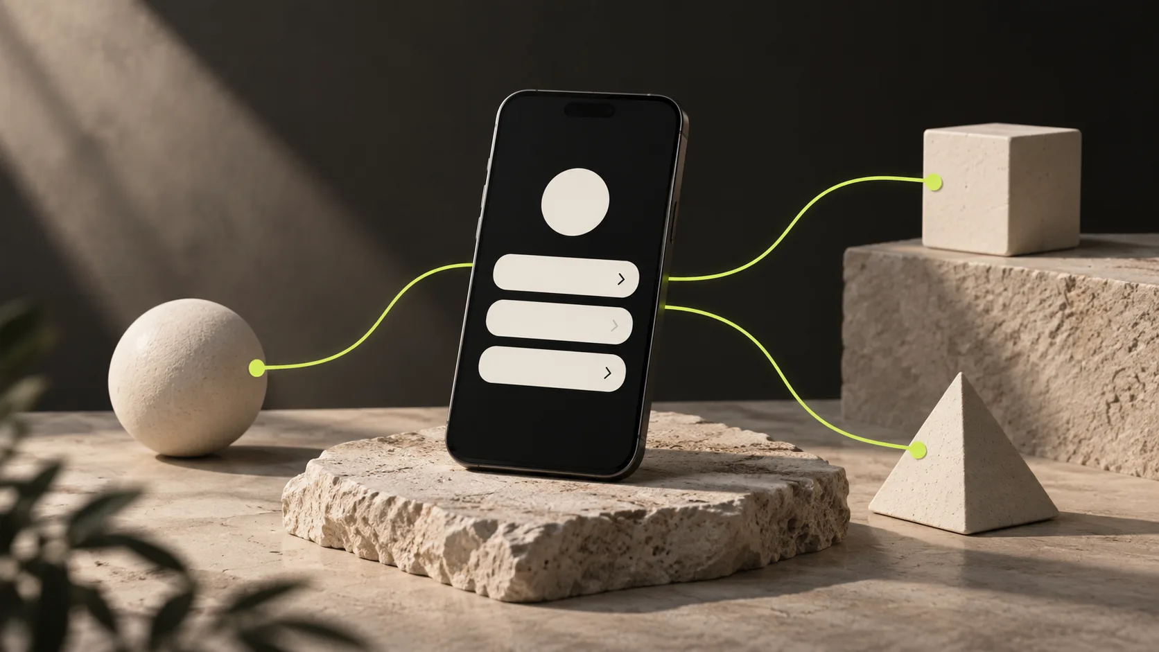 Illustration: Ein Smartphone verbindet das Social-Media-Profil mit weiteren Zielen.